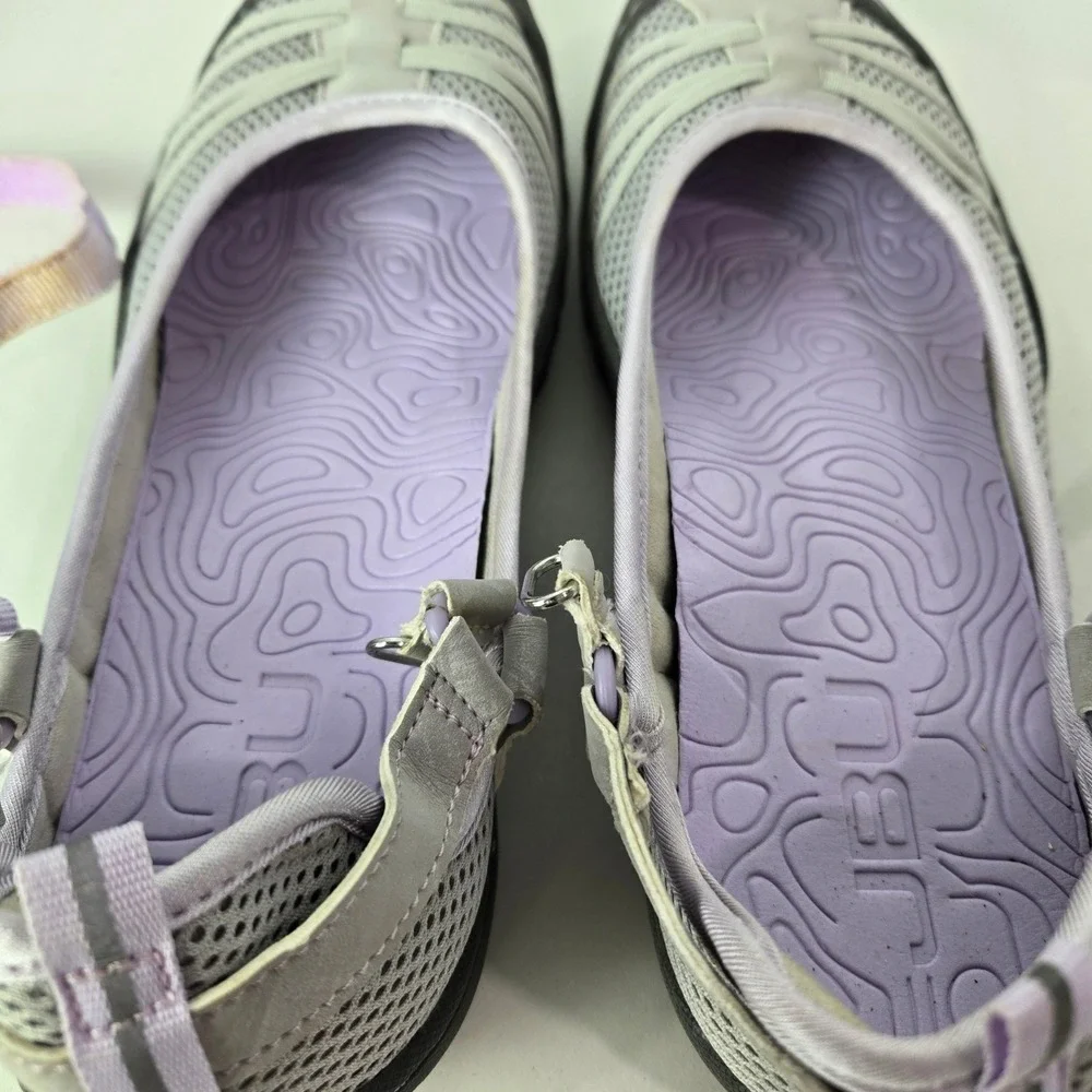 JBU Size 8.5 Malibu Vegan‎ Water Ready Shoe Grey Purple Mesh Mary Jane #1070
